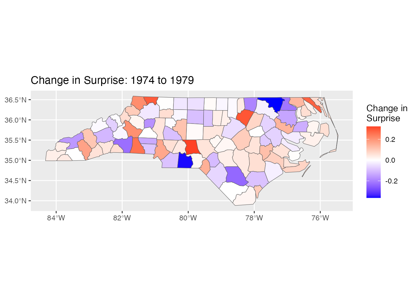 Spatial map of Bayesian surprise values for an sf object.